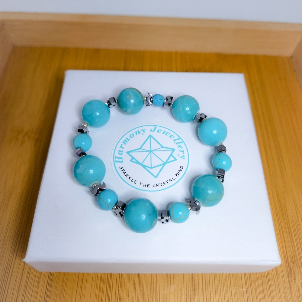 Turquoise beaded bracelet 12 mm, 8 mm